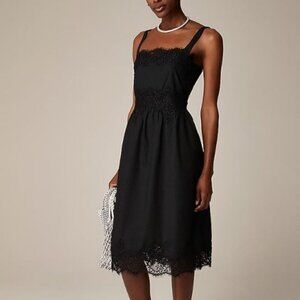 Jcrew Philomena Dress in Black Cotton Poplin Size Medium